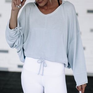 Free People FP Movement Yella Blouson Hoodie in Light Blue - Size XS